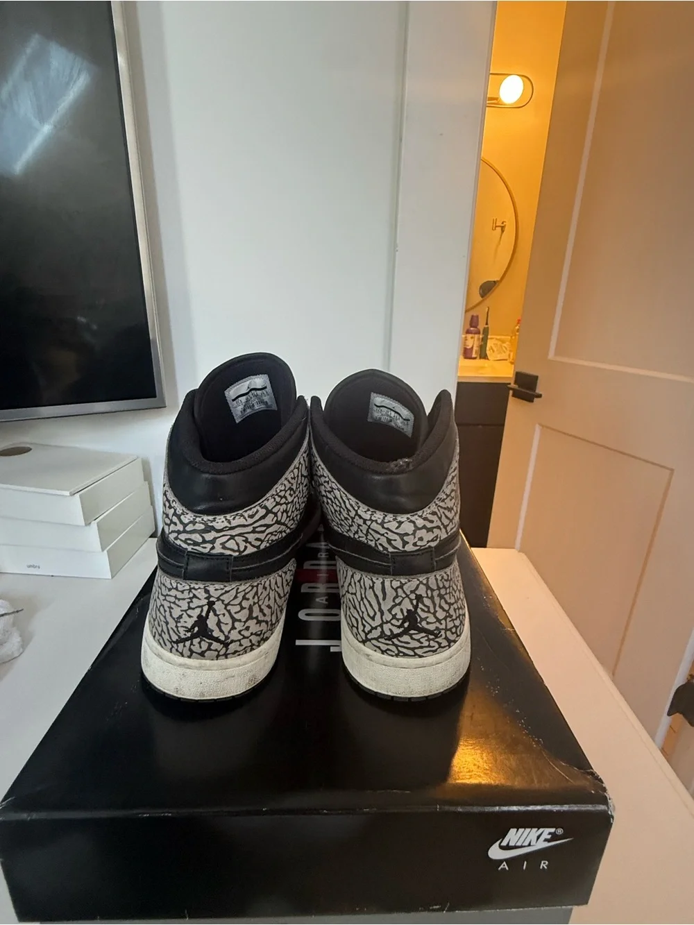 Jordan High-Top Sneakers in Black, Gray and White